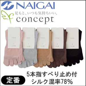 婦人 シルク混5本指 すべり止め付クルーソックス<img src="/banner_images/banner_0000000181.gif">