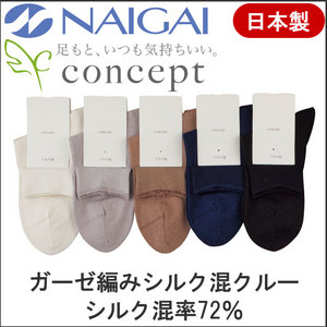 婦人 ガーゼ編みシルク混クルーソックス <img src="/banner_images/banner_0000000180.gif">