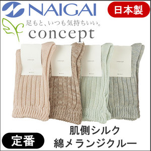 婦人 肌側シルク2重編綿メランジソックス