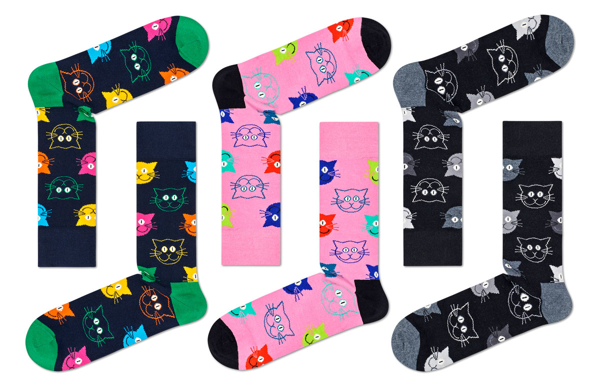 3-Pack Mixed Cat Socks Gift Set(36-40)