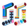 Half/half Argyle And Stripe Sock