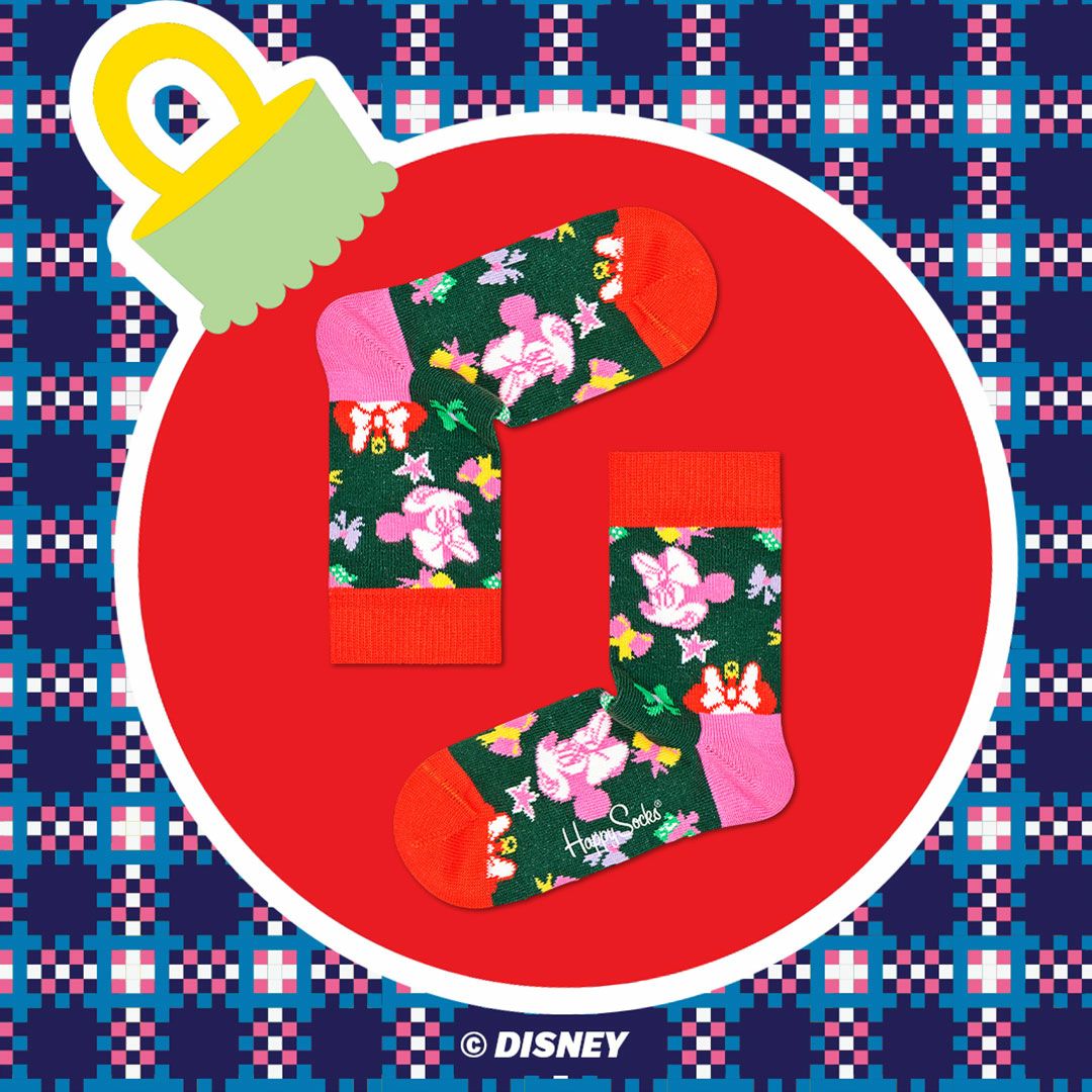 【Limited】Happy Socks × Disney ( ディズニー ) Happy Minnie Sock （ ハッピー ミニー ソック ） 子供 クルー丈 ソックス