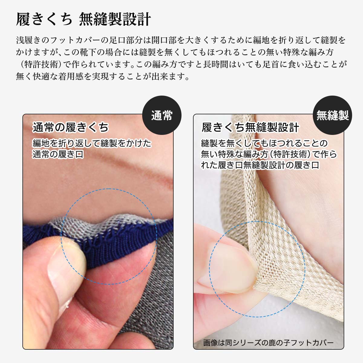 接触冷感 5本指 履き口無縫製 かかと滑り止め付き メンズ フットカバー