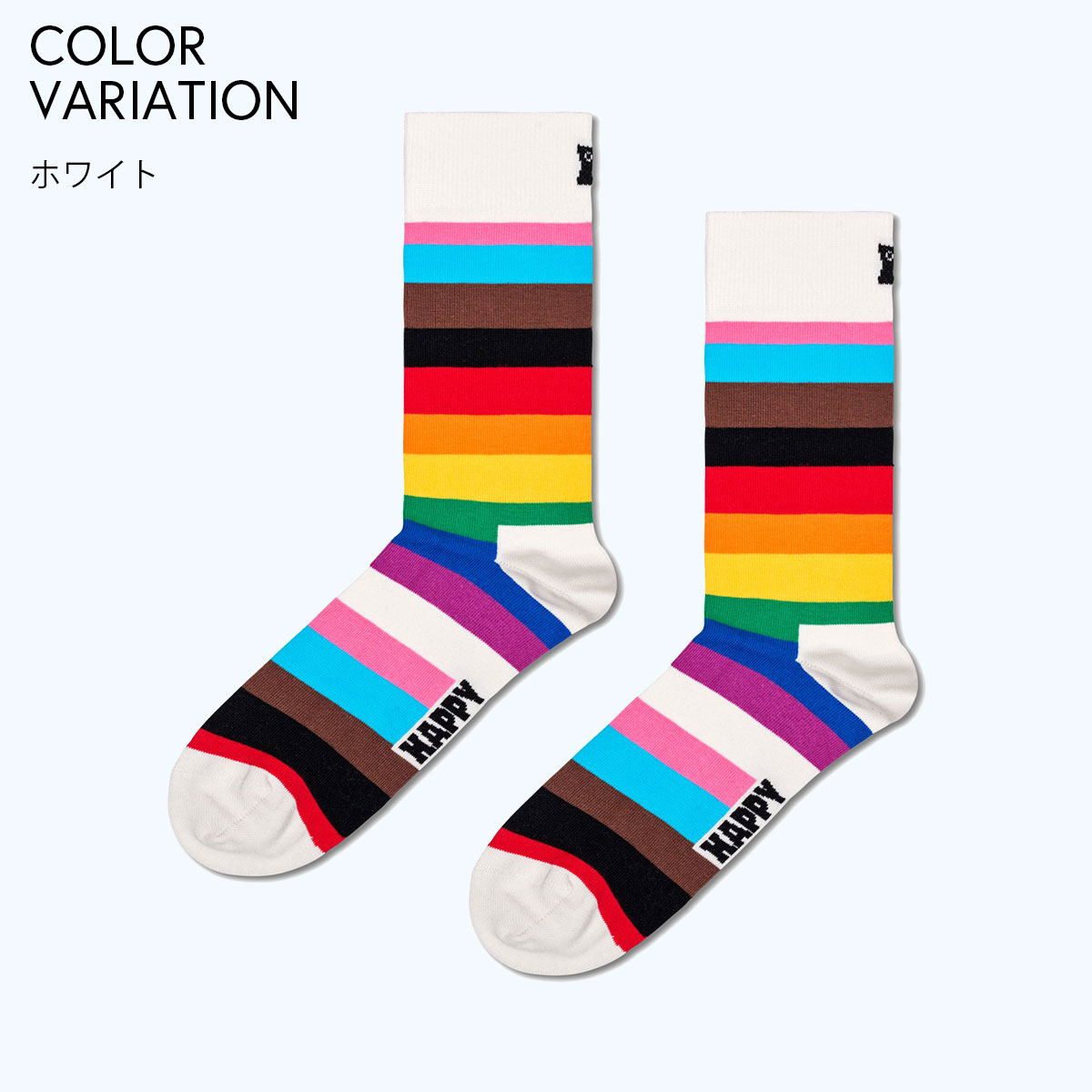 【23FW MAIN】 Pride Stripe （ プライド ストライプ ）クルー丈 ソックス 靴下 ユニセックス メンズ ＆ レディース 10201114