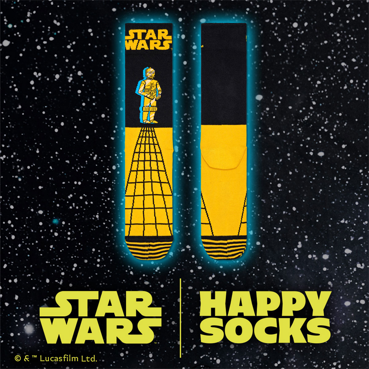 【23FW コラボ】 【Limited】 Happy Socks×Star Wars  C-3PO Sock ソックス 14231012 <img src='/banner_images/banner_0000000180.gif'>