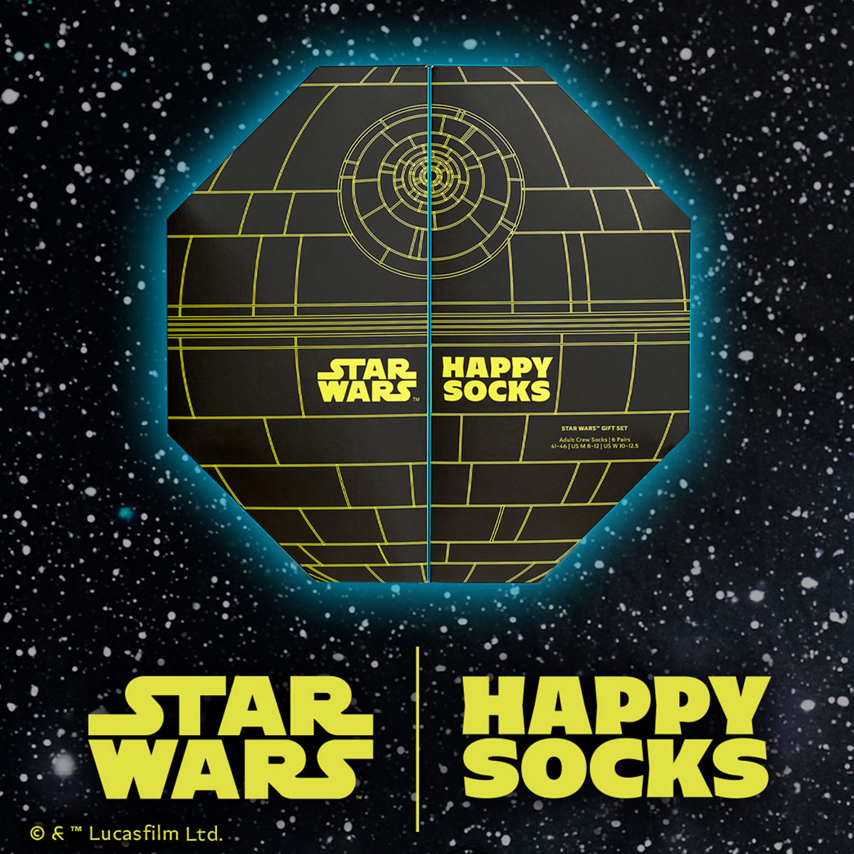 【23FW コラボ/KIDS】【Limited】 Happy Socks×Star Wars(スターウォーズ)  6-Pack Gift Set GIFT BOX  6足セット ギフトセット 子供 クルー丈 ソックス