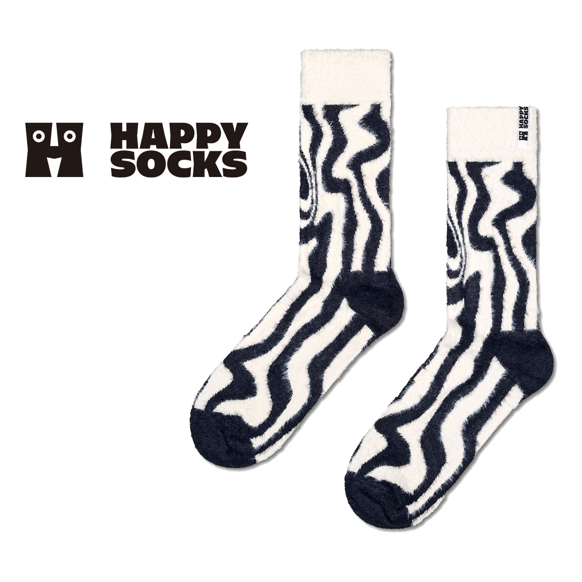Happy Socks ハッピーソックス Psychedelic Zebra（ サイケデリック ゼブラ ） クルー丈 ソックス 靴下 ユニセックス メンズ ＆ レディース 