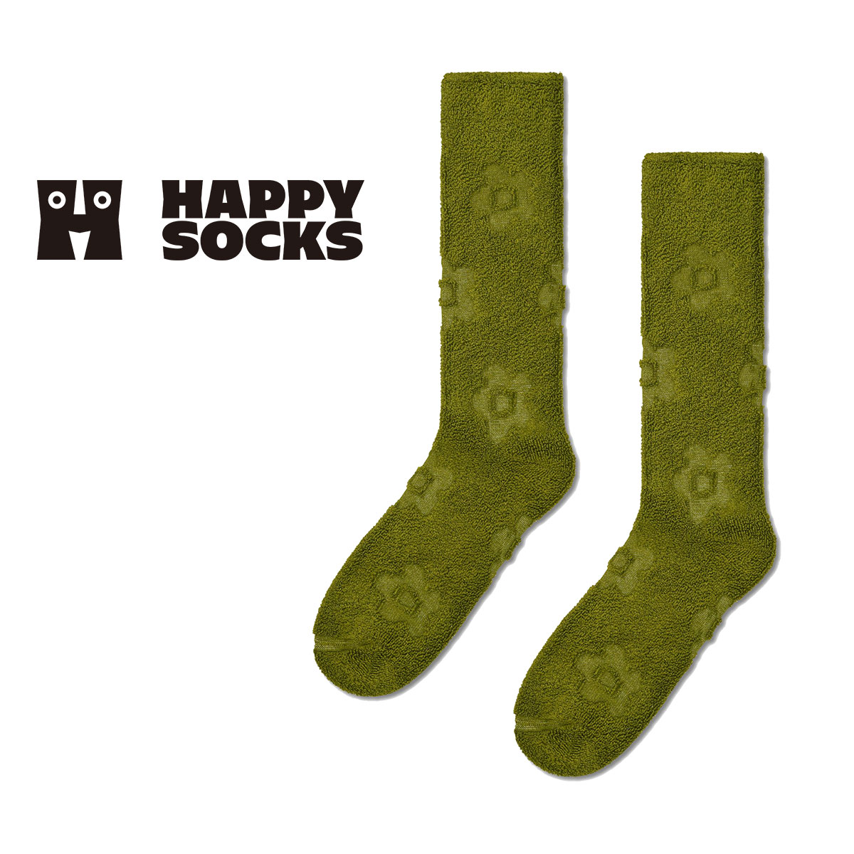 Happy Socks ハッピーソックス Fluffy Flower （ フラッフィー フラワー ）クルー丈 ソックス 靴下 ユニセックス メンズ ＆ レディース