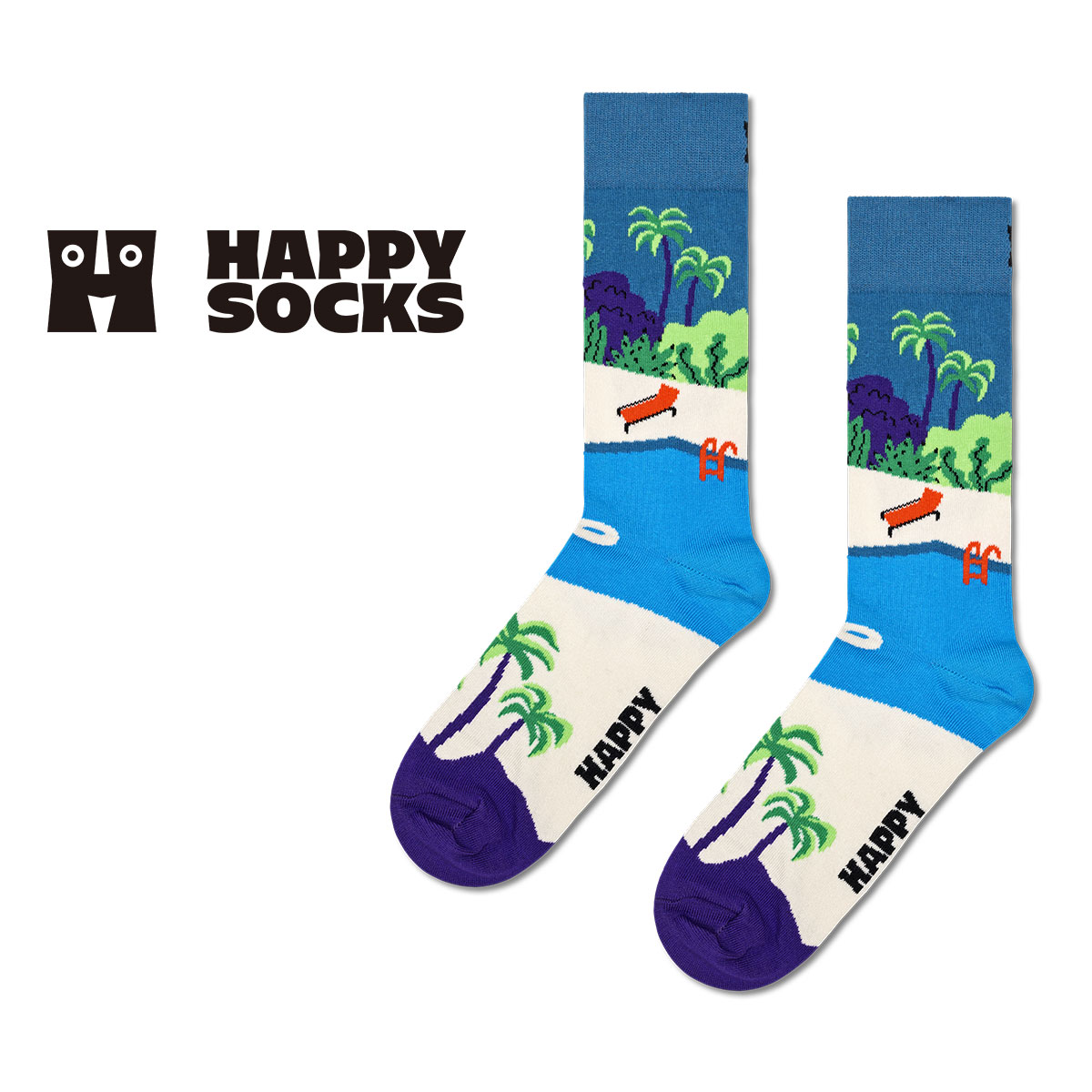 Happy Socks ハッピーソックス Poolside (プールサイド ) クルー丈 ソックス ユニセックス メンズ ＆ レディース 10240049