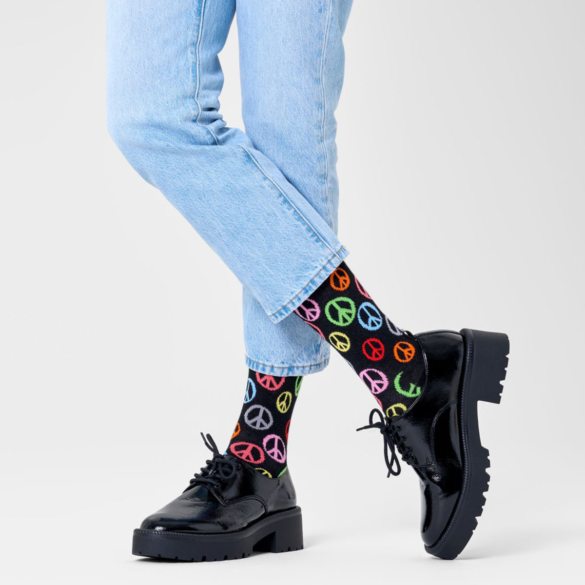 【24SS】Happy Socks ハッピーソックス Peace ( ピース ) クルー丈 ソックス ユニセックス メンズ ＆ レディース 靴下10240062