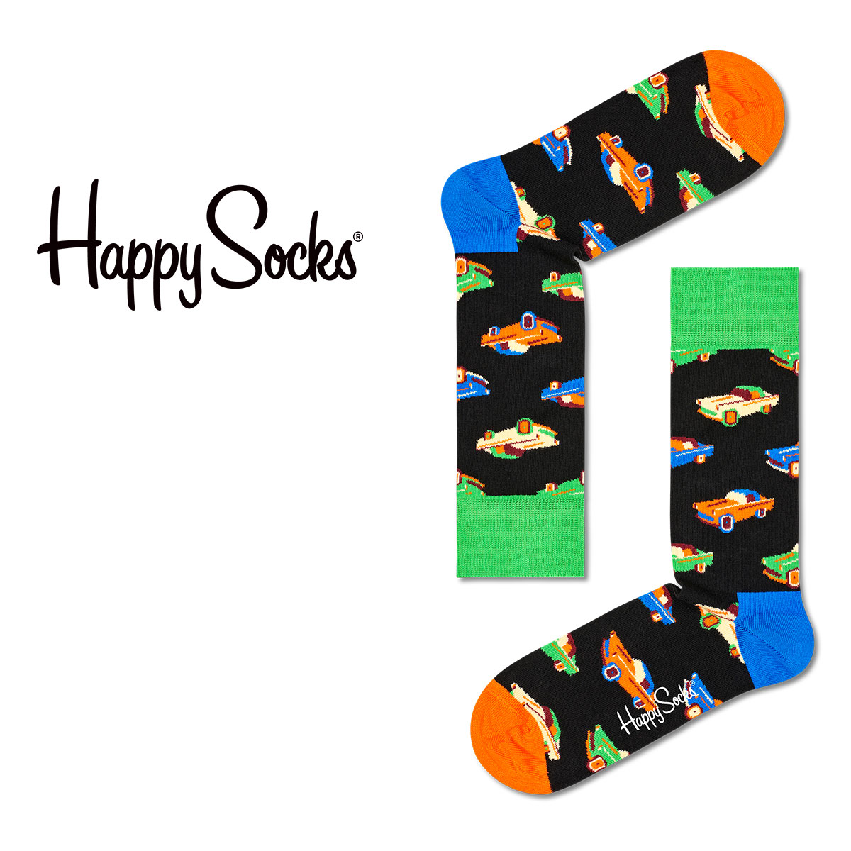 【24SS】Happy Socks ハッピーソックス Car （ カー ） クルー丈 ソックス ユニセックス メンズ ＆ レディス 10240006