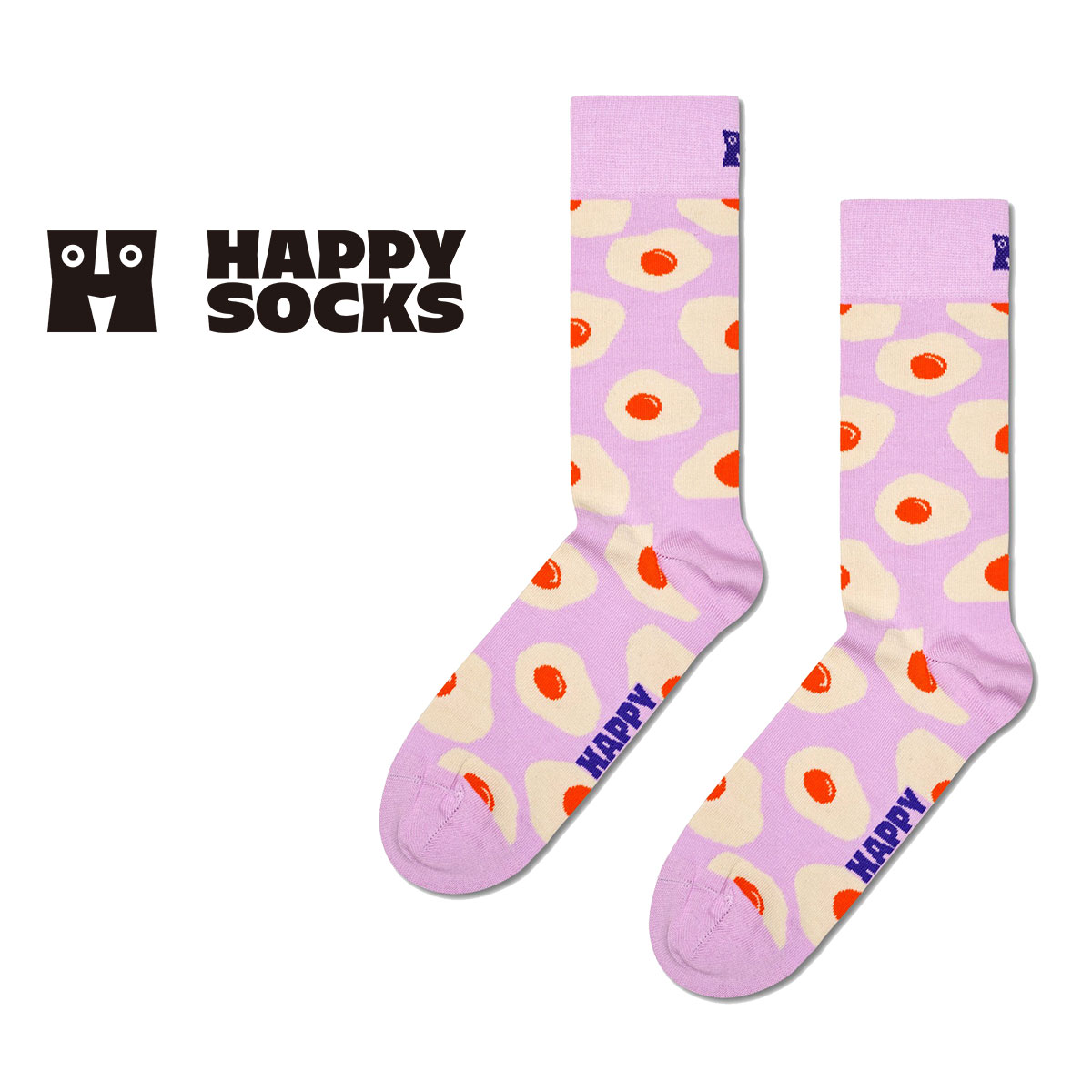 Happy Socks ハッピーソックス Sunny Side Up ( サニーサイドアップ ) 目玉焼き ピンク クルー丈 ソックス ユニセックス メンズ ＆ レディス 10240076