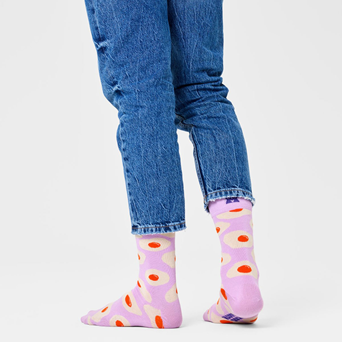【24SS】Happy Socks ハッピーソックス Sunny Side Up ( サニーサイドアップ ) 目玉焼き ピンク クルー丈 ソックス ユニセックス メンズ ＆ レディス 10240076