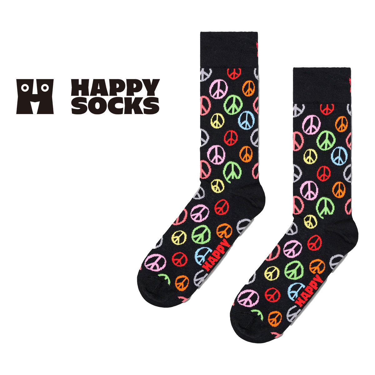 Happy Socks ハッピーソックス Peace ( ピース ) クルー丈 ソックス ユニセックス メンズ ＆ レディース 靴下10240062