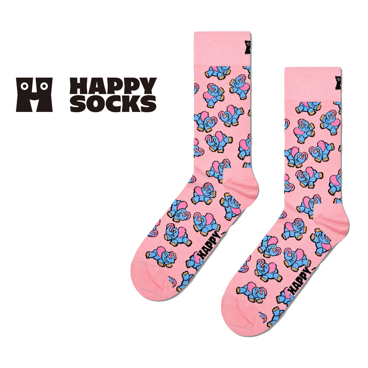 【24SS】Happy Socks ハッピーソックス Inflatable Elephant ( インフレータブル エレファント ) 象 クルー丈 ソックス ユニセックス メンズ ＆ レディース 10240003