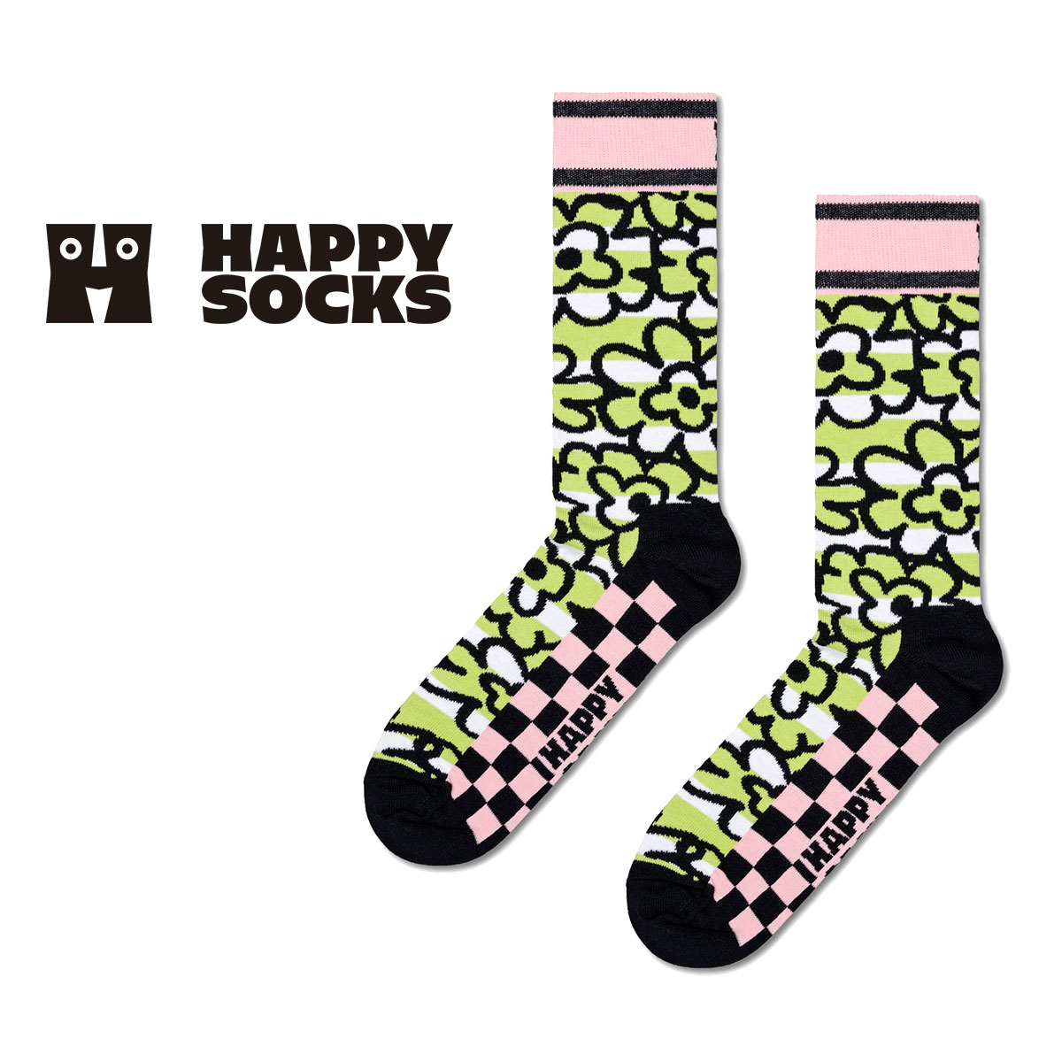 Happy Socks ハッピーソックス Flow Flower ( フローフラワー )クルー丈 ソックス ユニセックス メンズ ＆ レディス 10240065