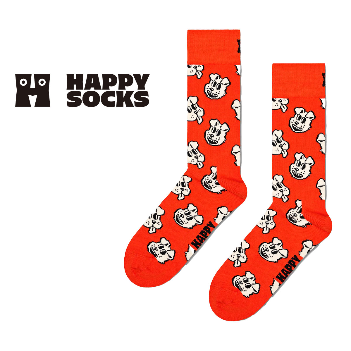Happy Socks ハッピーソックス Doggo ( ドッゴ ) オレンジ 犬 ドッグ クルー丈 ソックス ユニセックス メンズ ＆ レディース 10240055