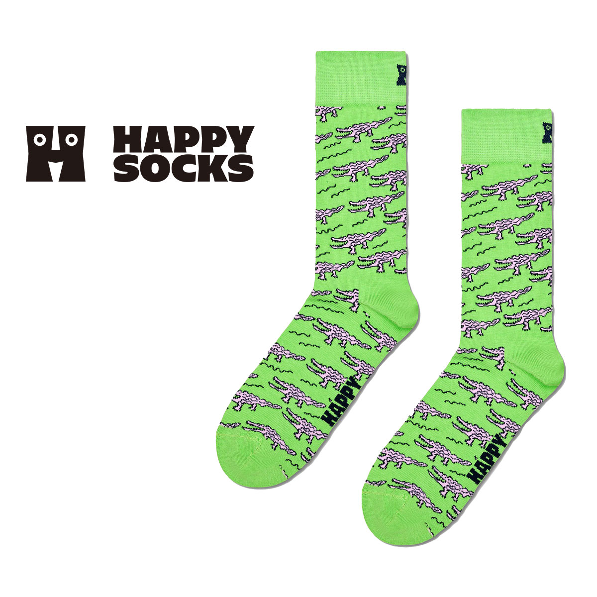 Happy Socks ハッピーソックス Crocodile ( クロコダイル ) ワニ クルー丈 ソックス ユニセックス メンズ ＆ レディース 10240045