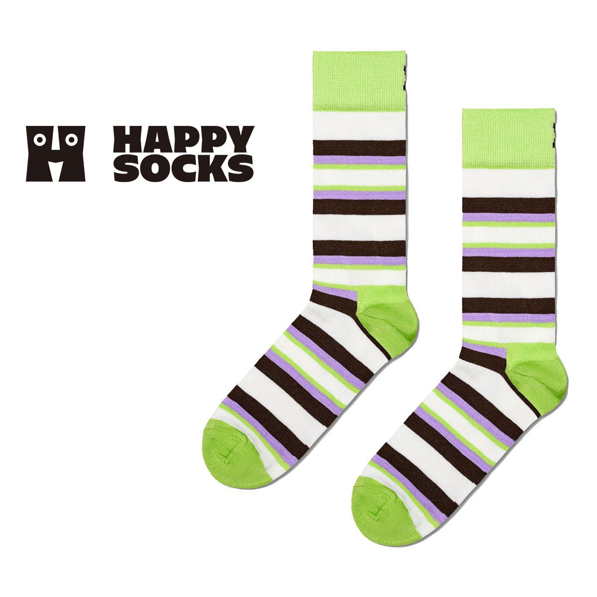 【24SS】Happy Socks ハッピーソックス Love ( ラブ ) ストライプ クルー丈 ソックス ユニセックス メンズ ＆ レディース 10246025