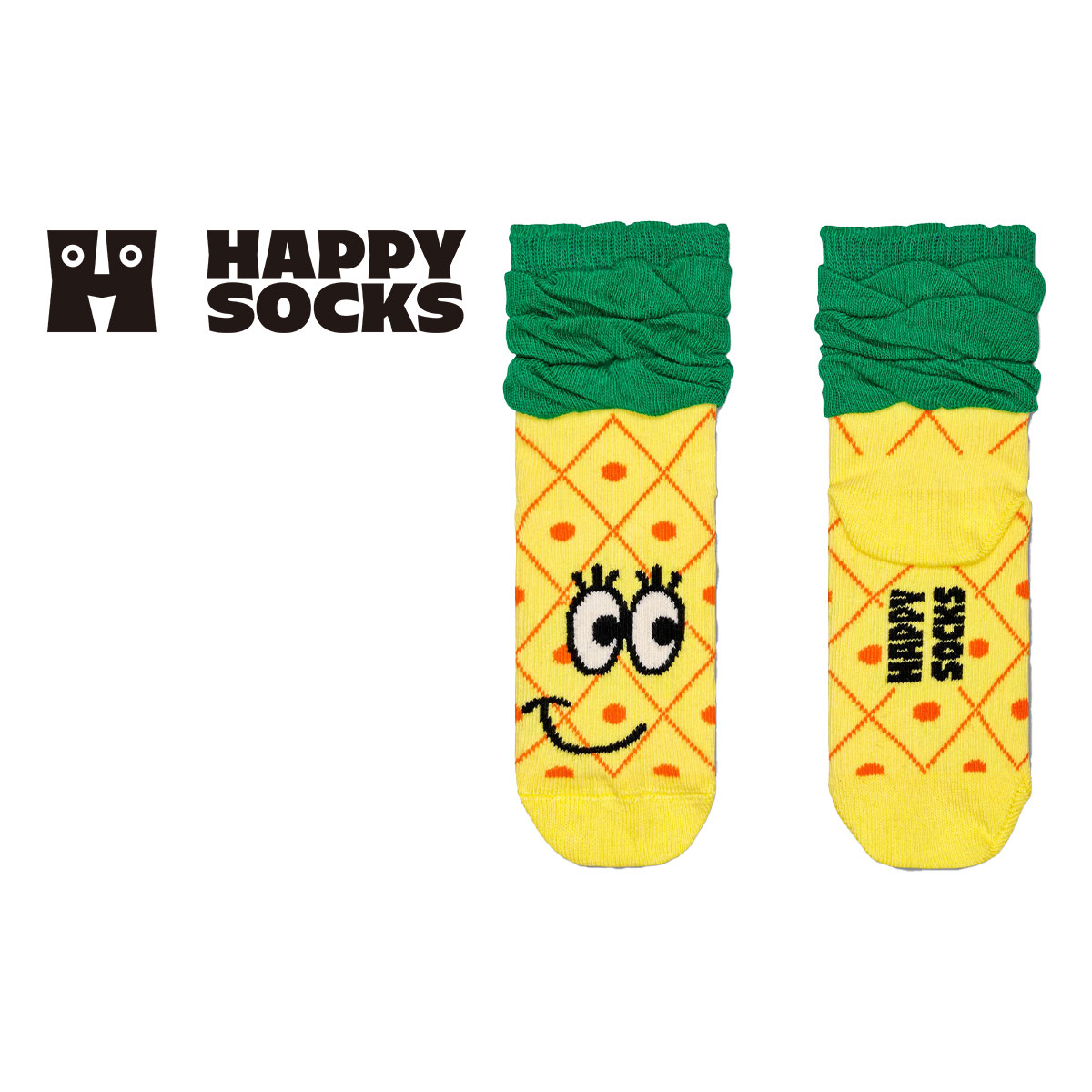 Happy Socks ハッピーソックス Kids Pineapple ( パイナップル ) 子供 クルー丈 綿混 ソックス KIDS ジュニア キッズ 12240003