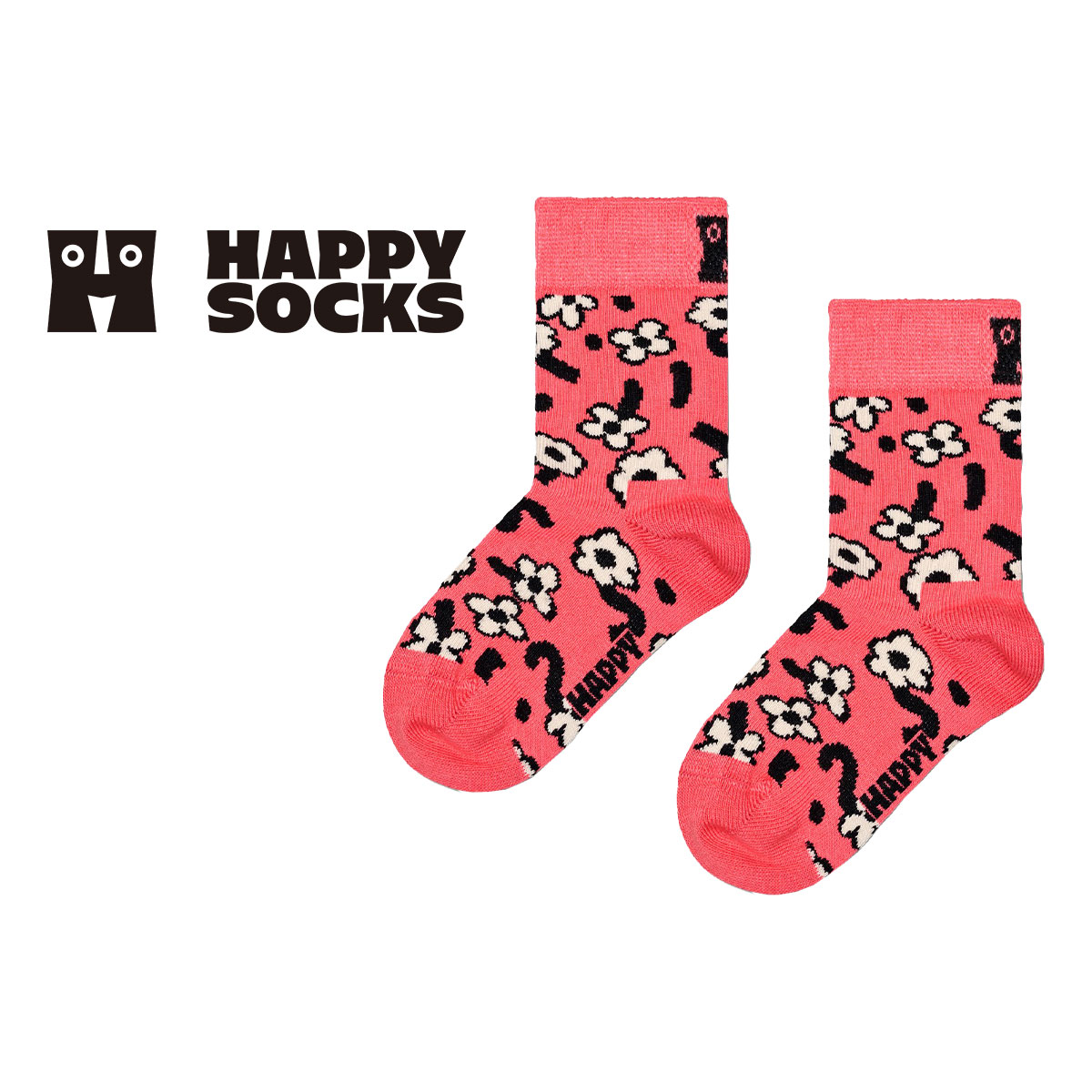 【24SS】Happy Socks ハッピーソックス Kids Dancing Flower ( ダンシングフラワー )子供 クルー丈 綿混 ソックス KIDS ジュニア キッズ 12240014