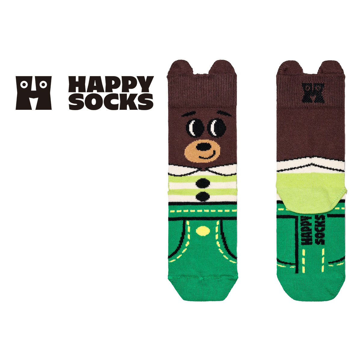 Happy Socks ハッピーソックス Kids Bear ( ベアー ) 熊 子供 クルー丈 綿混 ソックス KIDS ジュニア キッズ 12240009