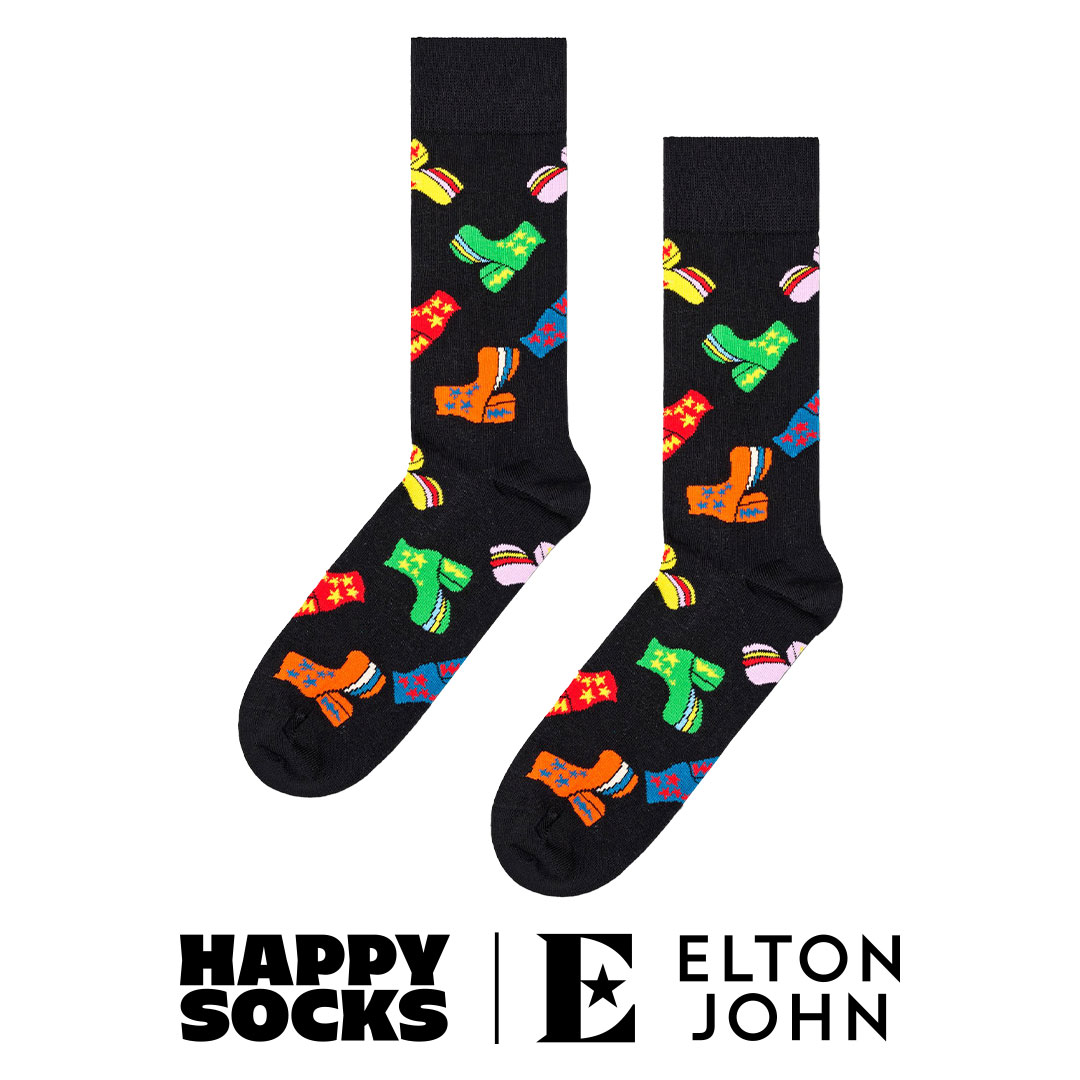 【Limited】Happy Socks × Elton John ( エルトン ジョン )  Disco Shoes ( ディスコシューズ ) クルー丈 ソックス ユニセックス メンズ ＆ レディース