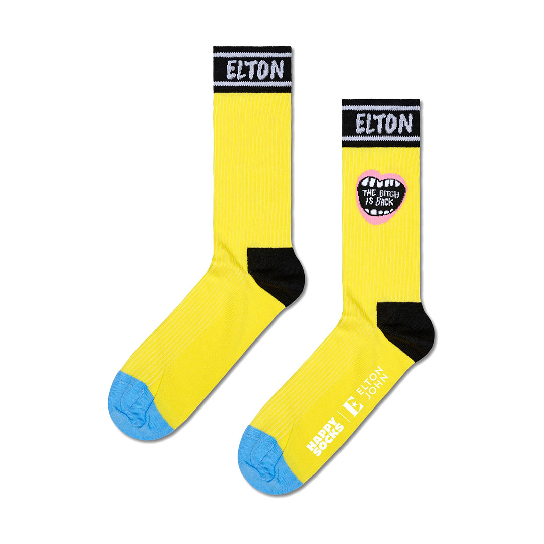 【Limited】【24SS】Happy Socks × Elton John ( エルトン ジョン ) The Bitch Is Back ( ザ ビッチ イズ バック ) クルー丈 ソックス ユニセックス メンズ ＆ レディース