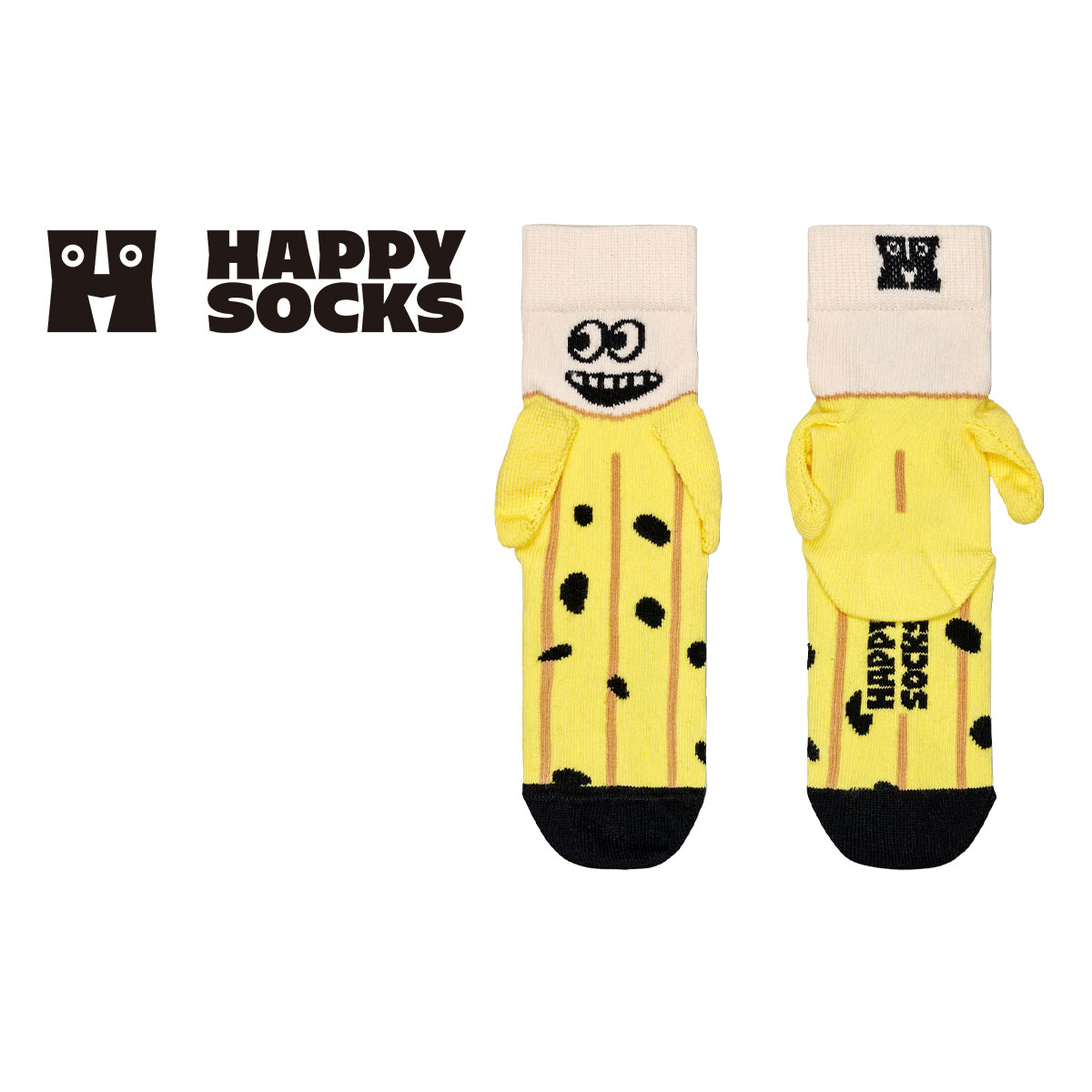 Happy Socks ハッピーソックス Kids Banana ( バナナ ) 子供 クルー丈 綿混 ソックス KIDS ジュニア キッズ 12240002