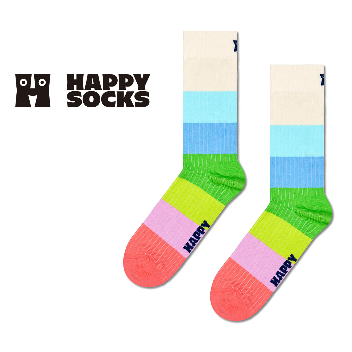 Happy Socks ハッピーソックス Chunky Stripe ( チャンキー ストライプ ) クルー丈 ソックス ユニセックス メンズ ＆ レディス 10240103