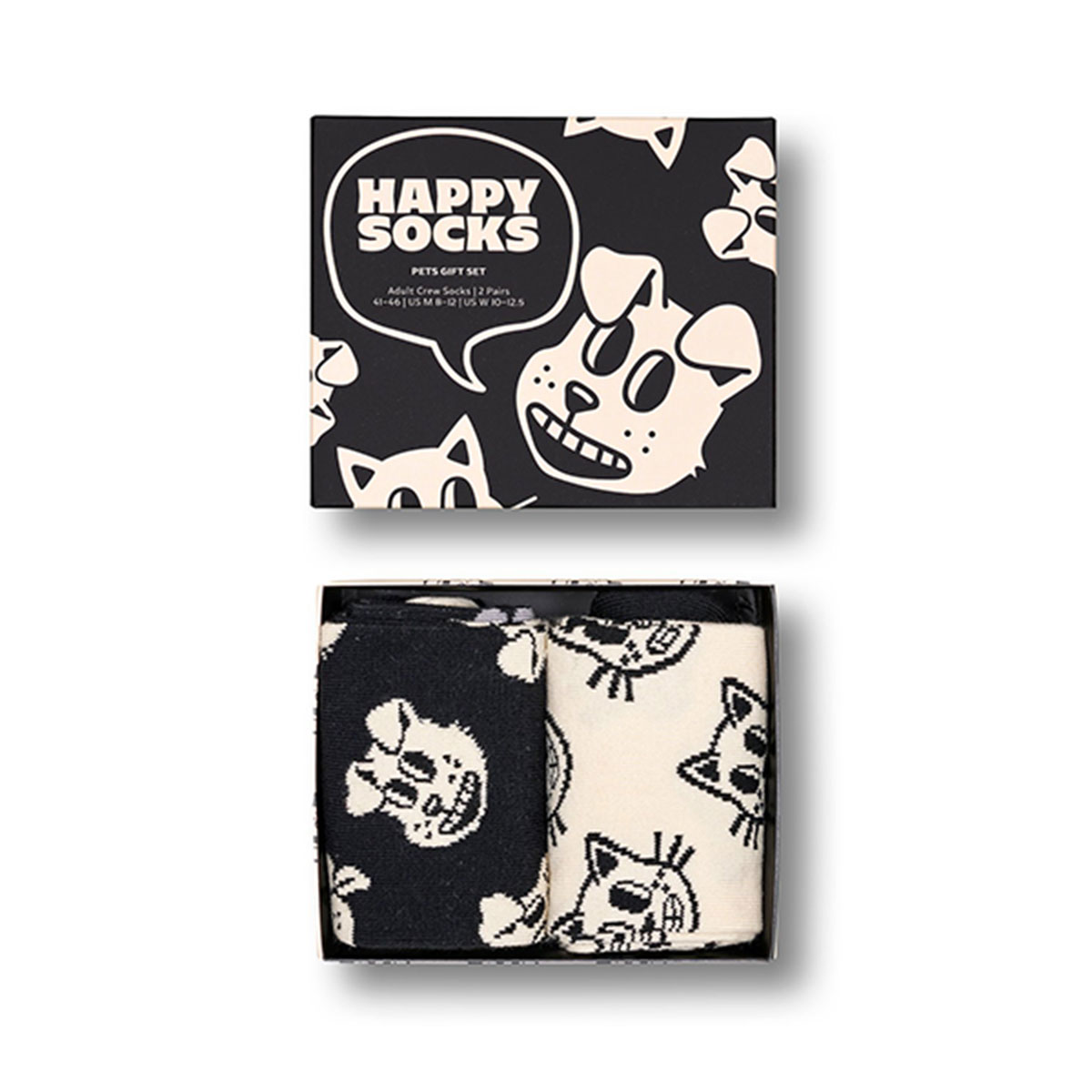 【2足セット】【24SS】Happy Socks ハッピーソックス Pets ( ペット ) 2-Pack Gift Set GIFT BOX 2足組 クルー丈 ソックス ユニセックス メンズ ＆ レディース 10243004