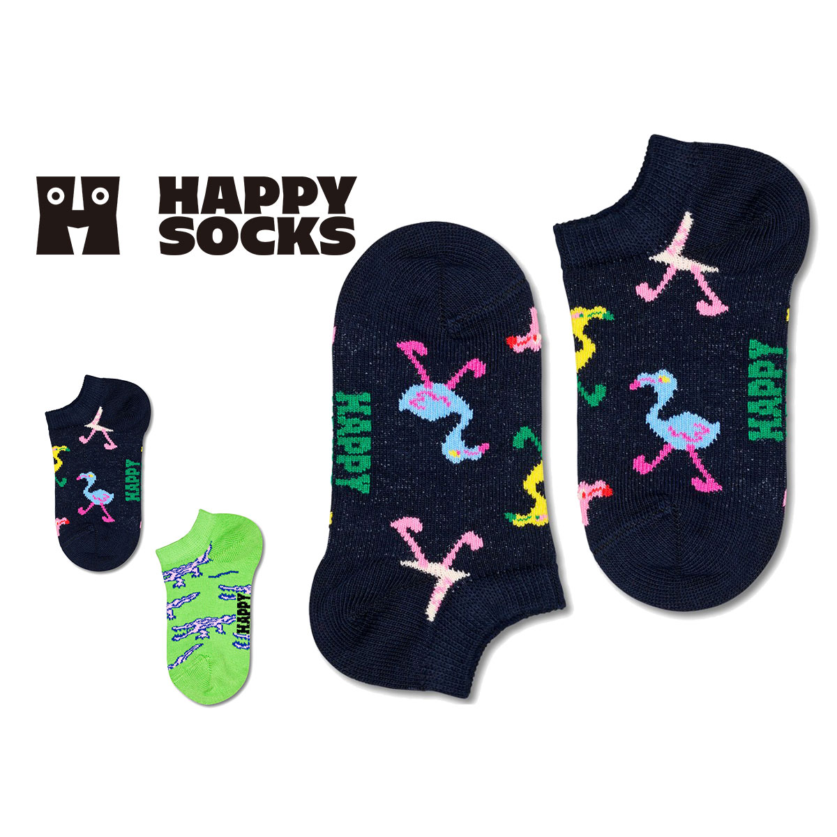 【2足セット】Happy Socks ハッピーソックス Kids Animals ( アニマルズ ) 2-Pack Low Socks 2足組 どうぶつ柄 子供 スニーカー丈 綿混 ソックス KIDS ジュニア キッズ 12240028