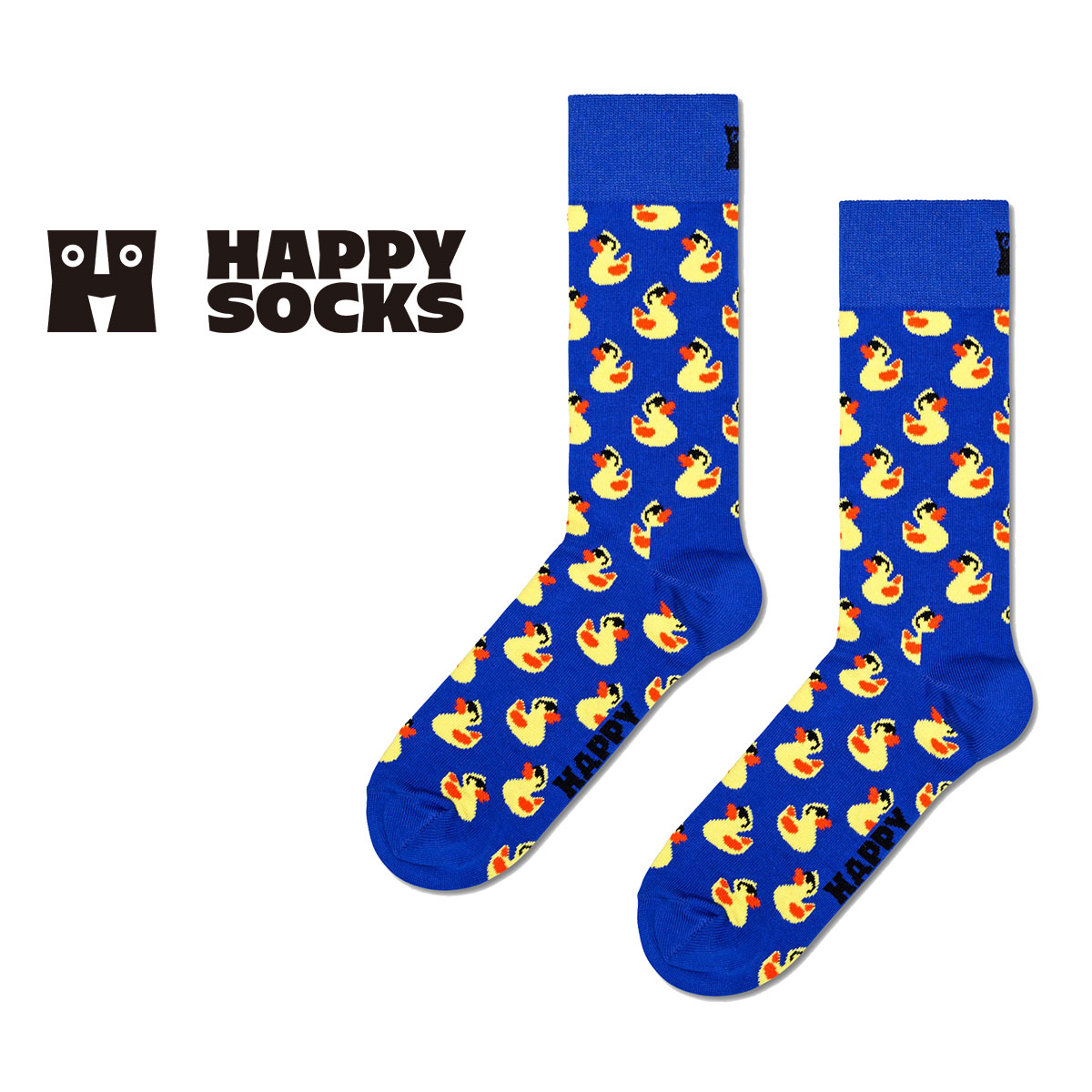Happy Socks ハッピーソックス Rubber Duck ( ラバーダック ) ブルー クルー丈 ソックス ユニセックス メンズ ＆ レディス 10240134