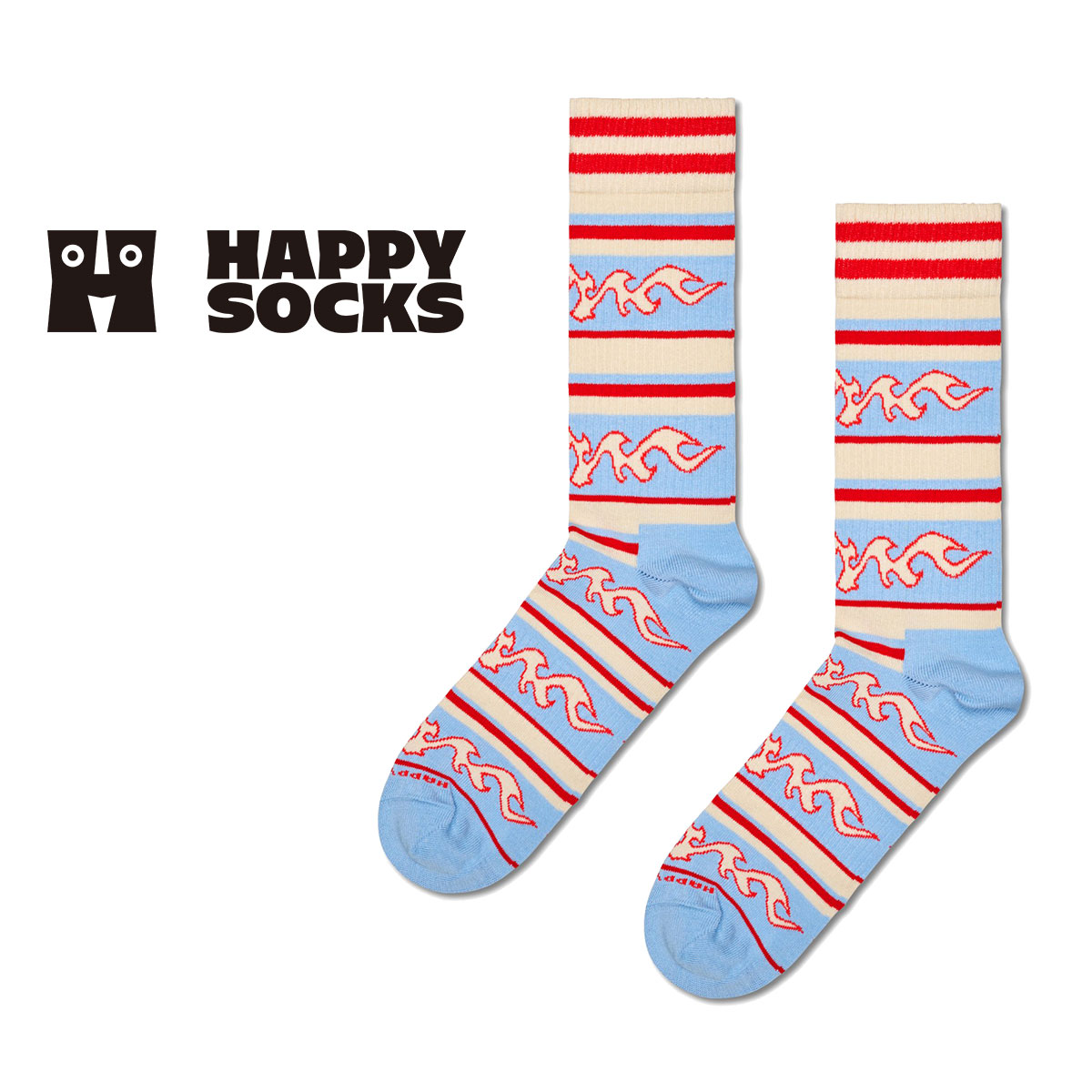 Happy Socks ハッピーソックス Flaming Stripe Sneaker ( フレーミングストライプ ) クルー丈 ソックス ユニセックス メンズ ＆ レディース スポーツ 10240108