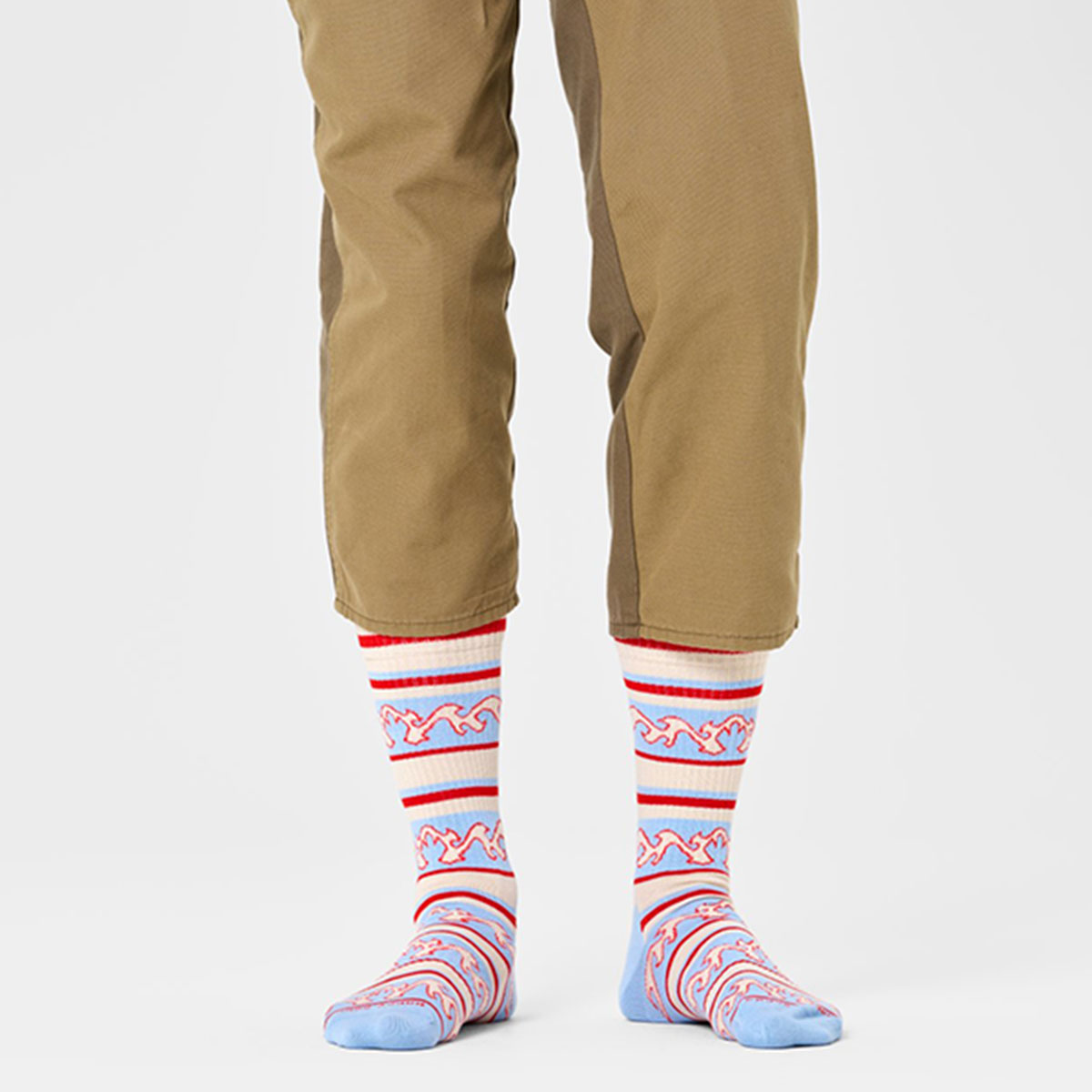 【24SS】Happy Socks ハッピーソックス Flaming Stripe Sneaker ( フレーミングストライプ ) クルー丈 ソックス ユニセックス メンズ ＆ レディース スポーツ 10240108