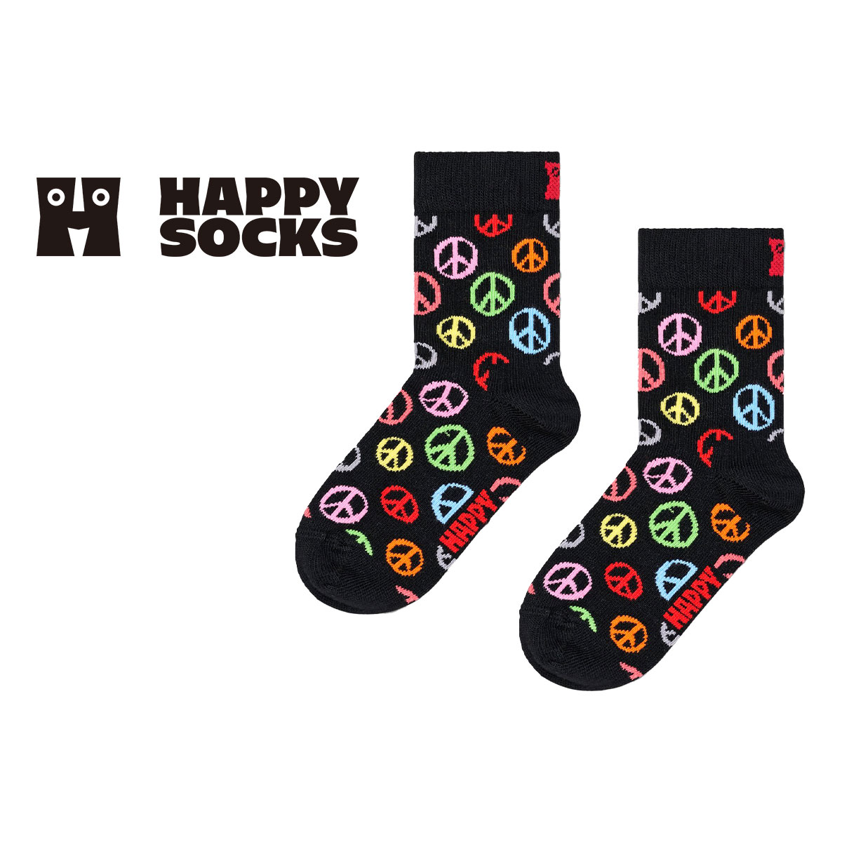 Happy Socks ハッピーソックス Kids Peace ( ピース )  子供 クルー丈 綿混 ソックス KIDS ジュニア キッズ 12240020