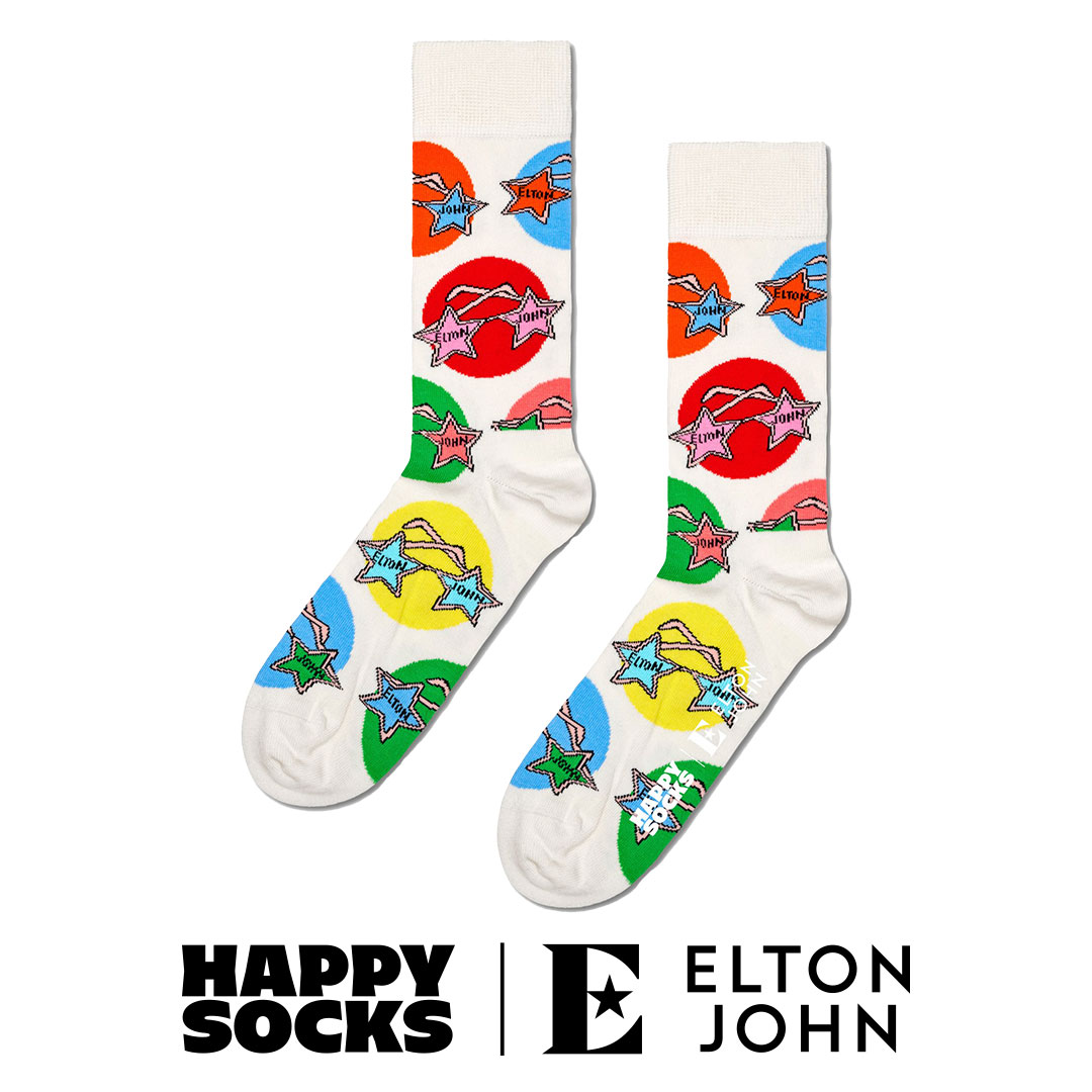 【Limited】Happy Socks × Elton John ( エルトン ジョン )  Elton Glasses ( エルトン グラシズ ) 【26-29.5cm】クルー丈 ソックス ユニセックス メンズ ＆ レディース
