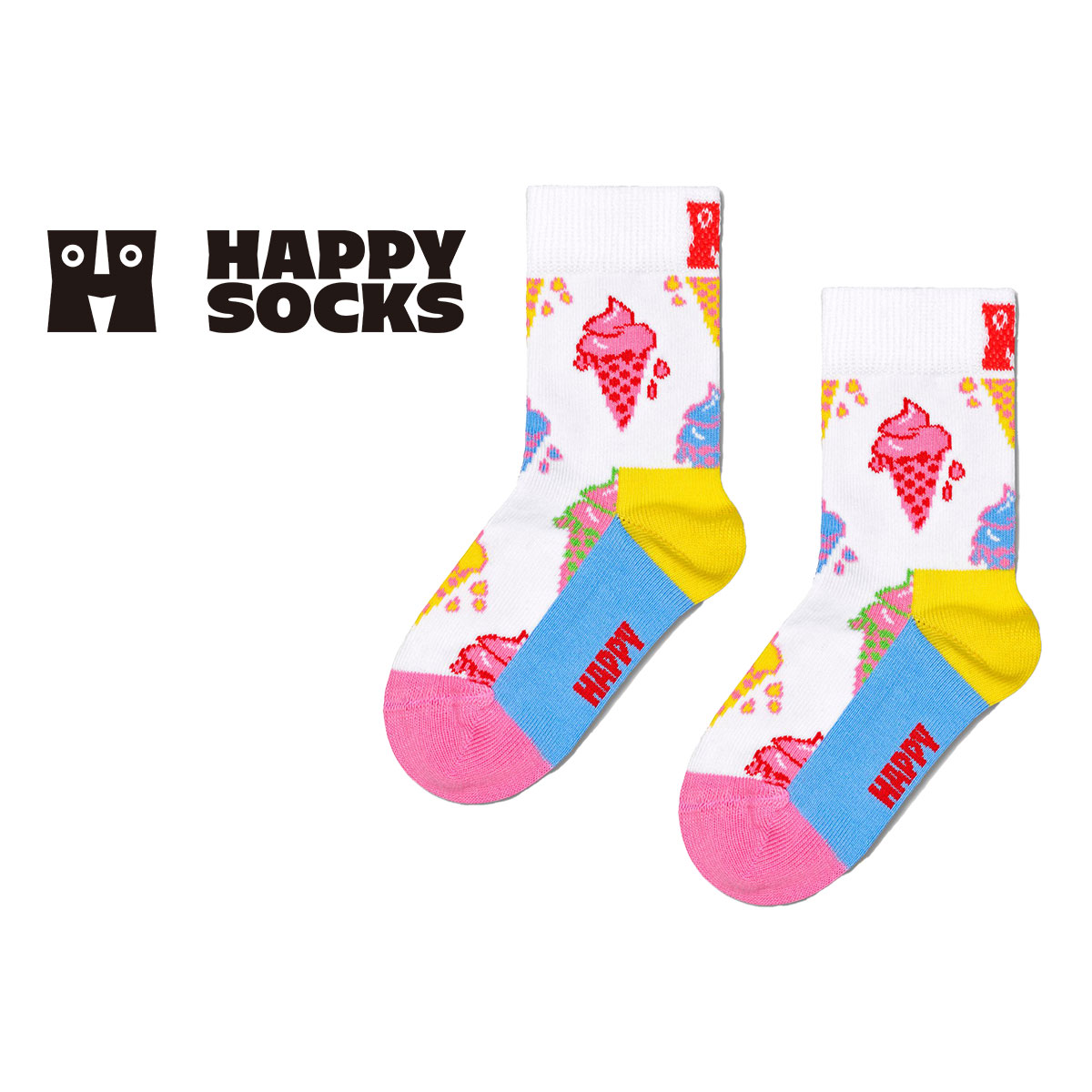 Happy Socks ハッピーソックス Kids Ice Cream ( アイスクリーム )  子供 クルー丈 綿混 ソックス KIDS ジュニア キッズ 12240017