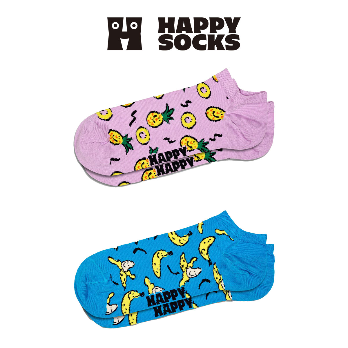 【2足セット】【24SS】Happy Socks ハッピーソックス Fruit ( フルーツ ) スニーカー丈 ソックス ユニセックス メンズ ＆ レディス 10240112