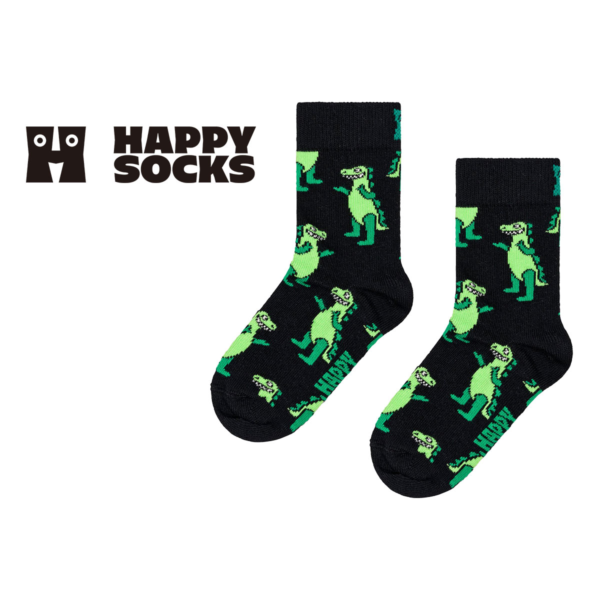 Happy Socks ハッピーソックス Kids Inflatable Dino ( インフレータブル ディノ ) 恐竜 子供 クルー丈 綿混 ソックス KIDS ジュニア キッズ 12240019
