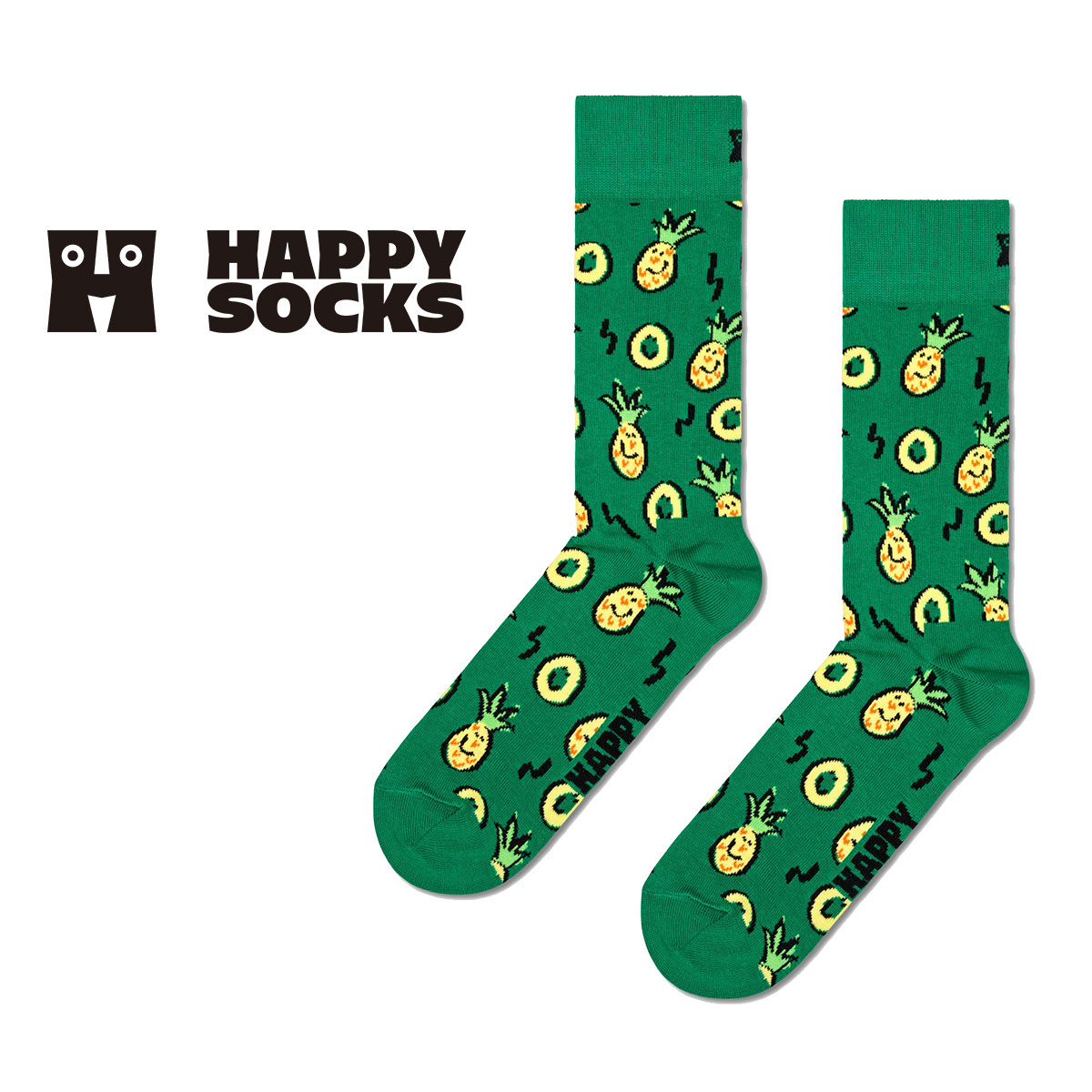 Happy Socks ハッピーソックス Pineapple ( パイナップル ) クルー丈 ソックス ユニセックス メンズ ＆ レディス 10240105