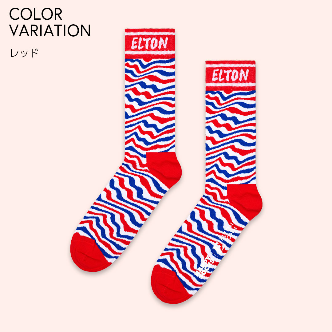 【Limited】【24SS】Happy Socks × Elton John ( エルトン ジョン ) Elton John Striped ( エルトンジョン ストライプ ) クルー丈 ソックス ユニセックス メンズ ＆ レディース 