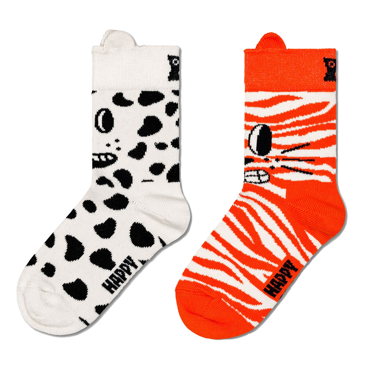【2足セット】【24SS】Happy Socks ハッピーソックス Cat & Dog ( キャット＆ドッグ ) 2-Pack Low Socks 2足組 どうぶつ柄 子供 クルー丈 綿混 ソックス KIDS ジュニア キッズ 