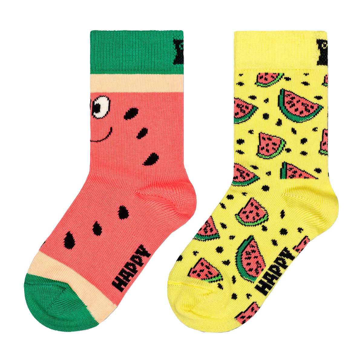 【2足セット】【24SS】Happy Socks ハッピーソックス Melon ( メロン ) 2-Pack Low Socks 2足組 スイカ柄 子供 クルー丈 綿混 ソックス KIDS ジュニア キッズ 14240007