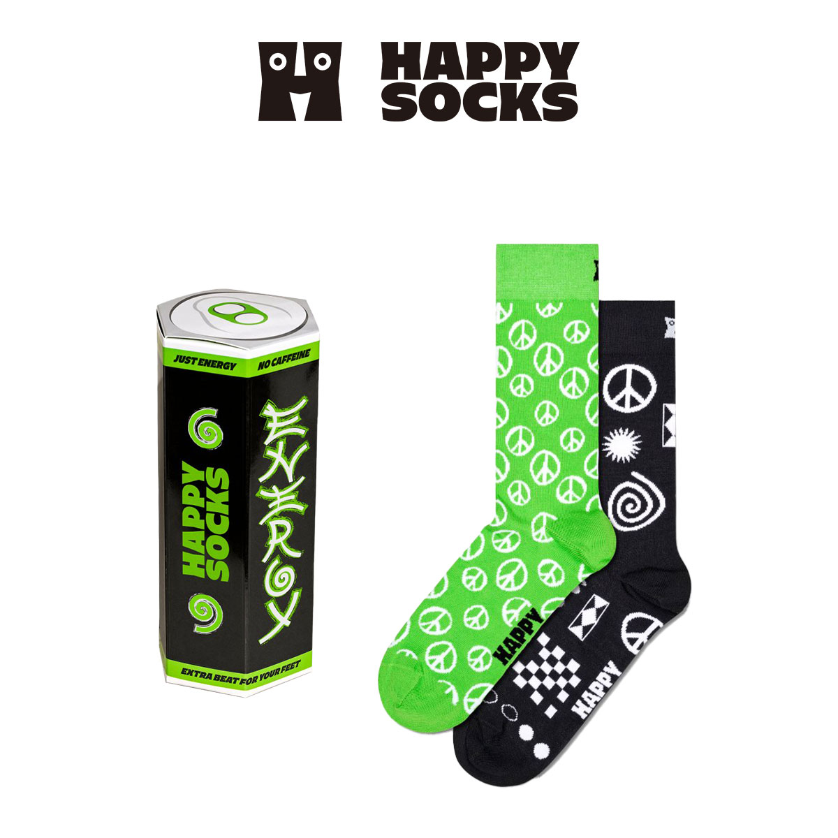 【2足セット】Happy Socks ハッピーソックス Energy Drink ( エナジードリンク ) 3Pack Gift Set GIFT BOX クルー丈 ソックス ユニセックス メンズ ＆ レディース 10243002