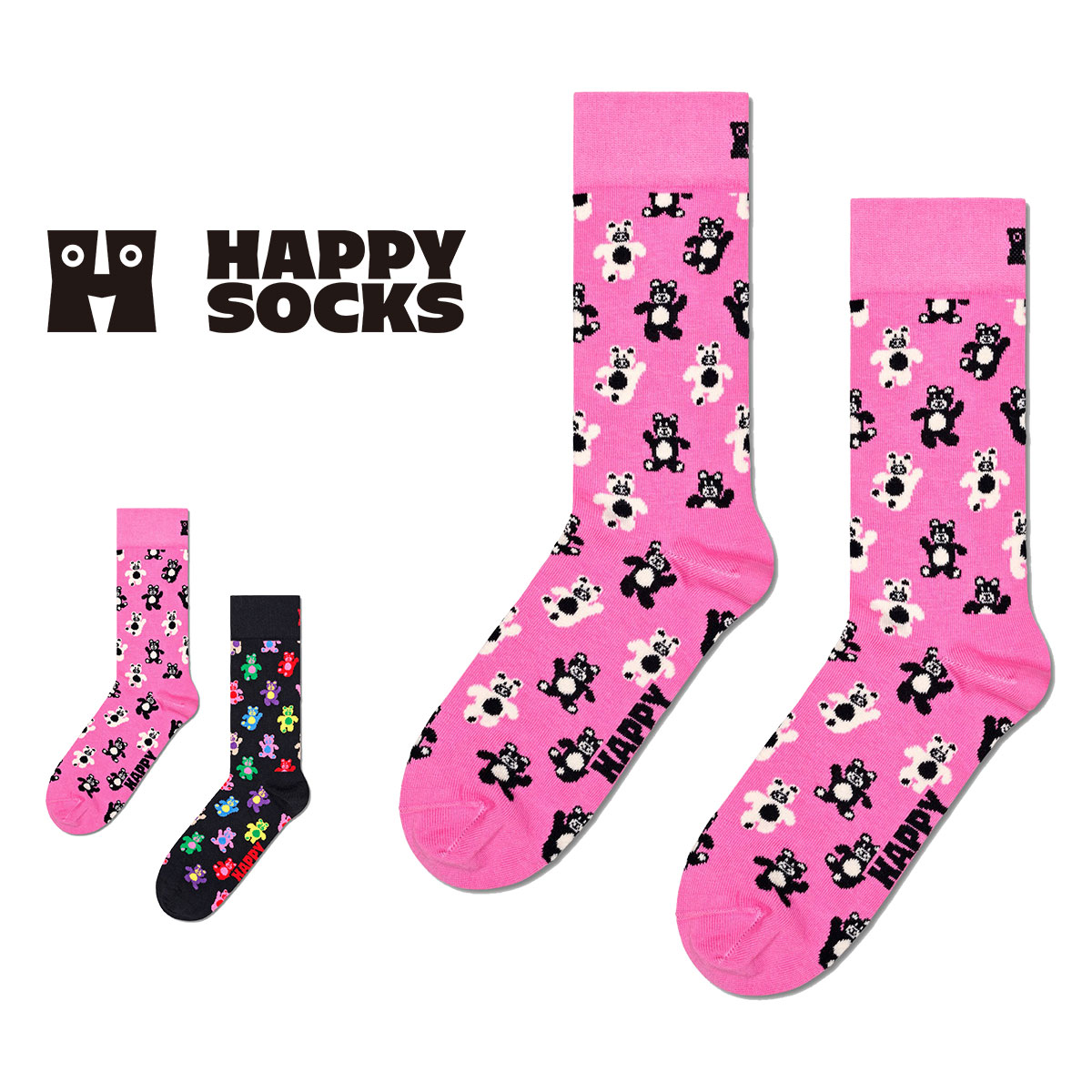 Happy Socks ハッピーソックス  Teddy Bear(テディーベア ) クルー丈 ソックス メンズ ＆ レディース  10240298