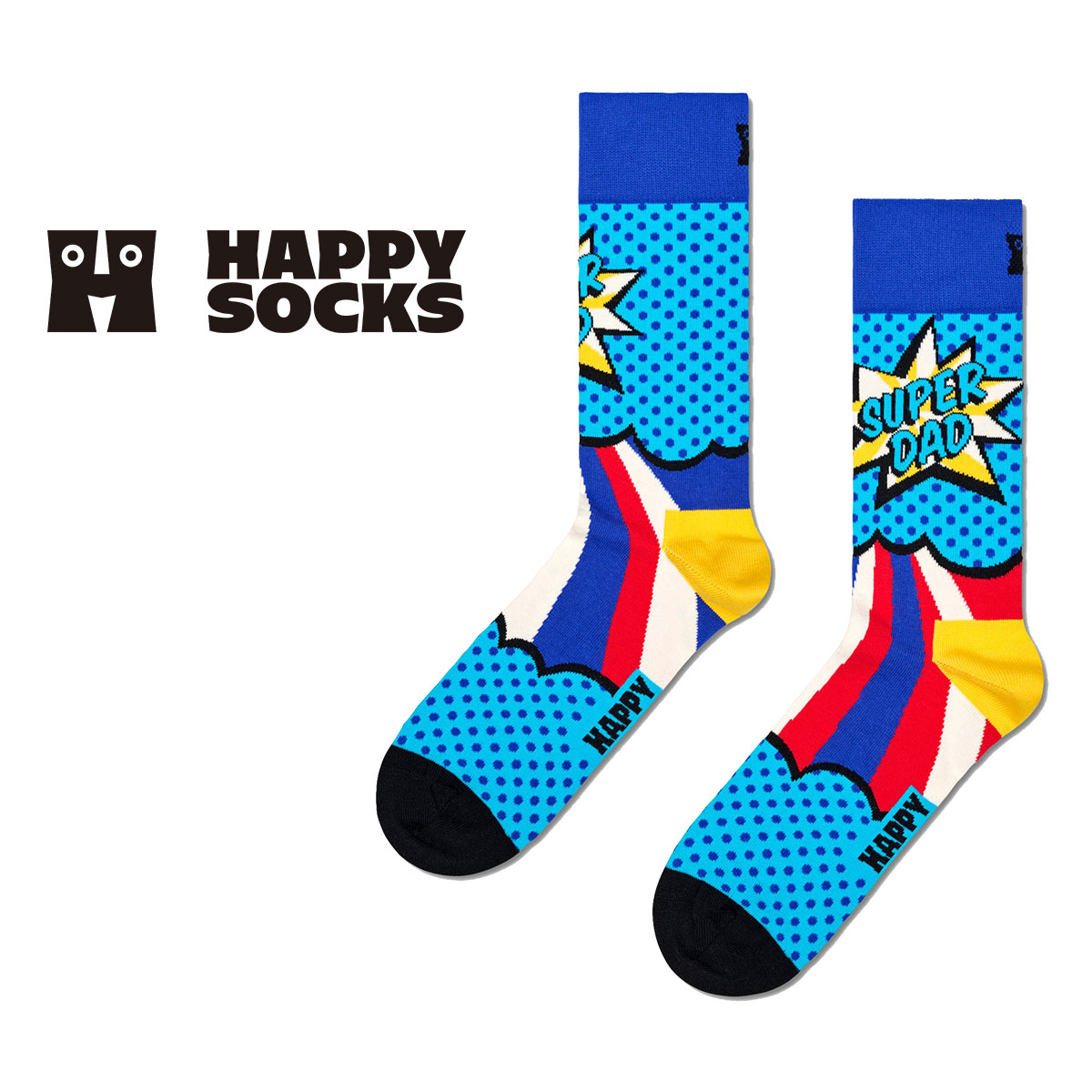 Happy Socks ハッピーソックス  Super Dad(スーパーダッド ) クルー丈 ソックス メンズ ＆ レディース  10240233