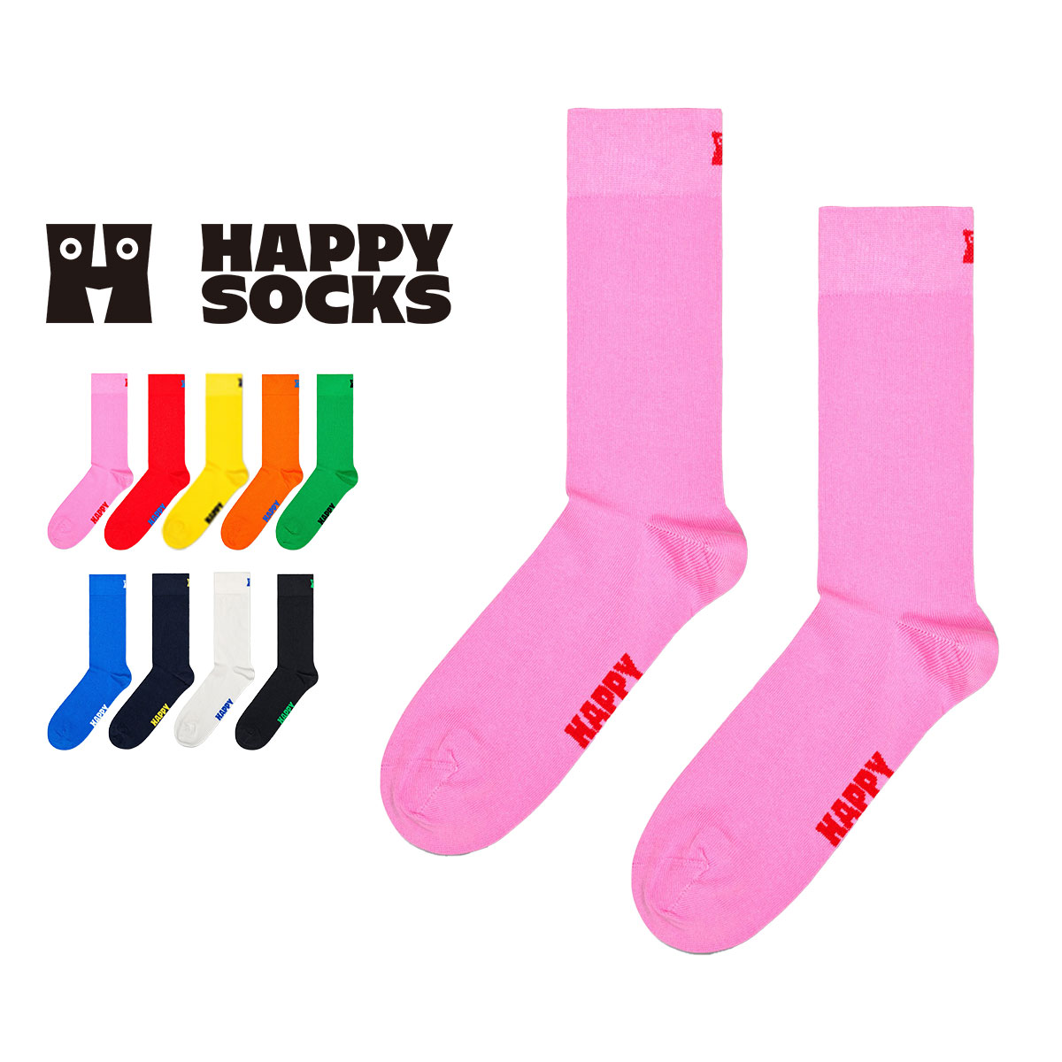 Happy Socks ハッピーソックス  Solid(ソリッド ) クルー丈 ソックス メンズ ＆ レディース  10240250