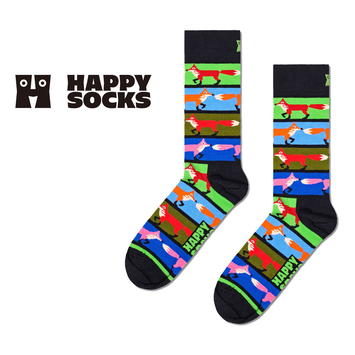 Happy Socks ハッピーソックス  Fox Stripe ( フォックス ストライプ ) クルー丈 ソックス メンズ ＆ レディース  10240397