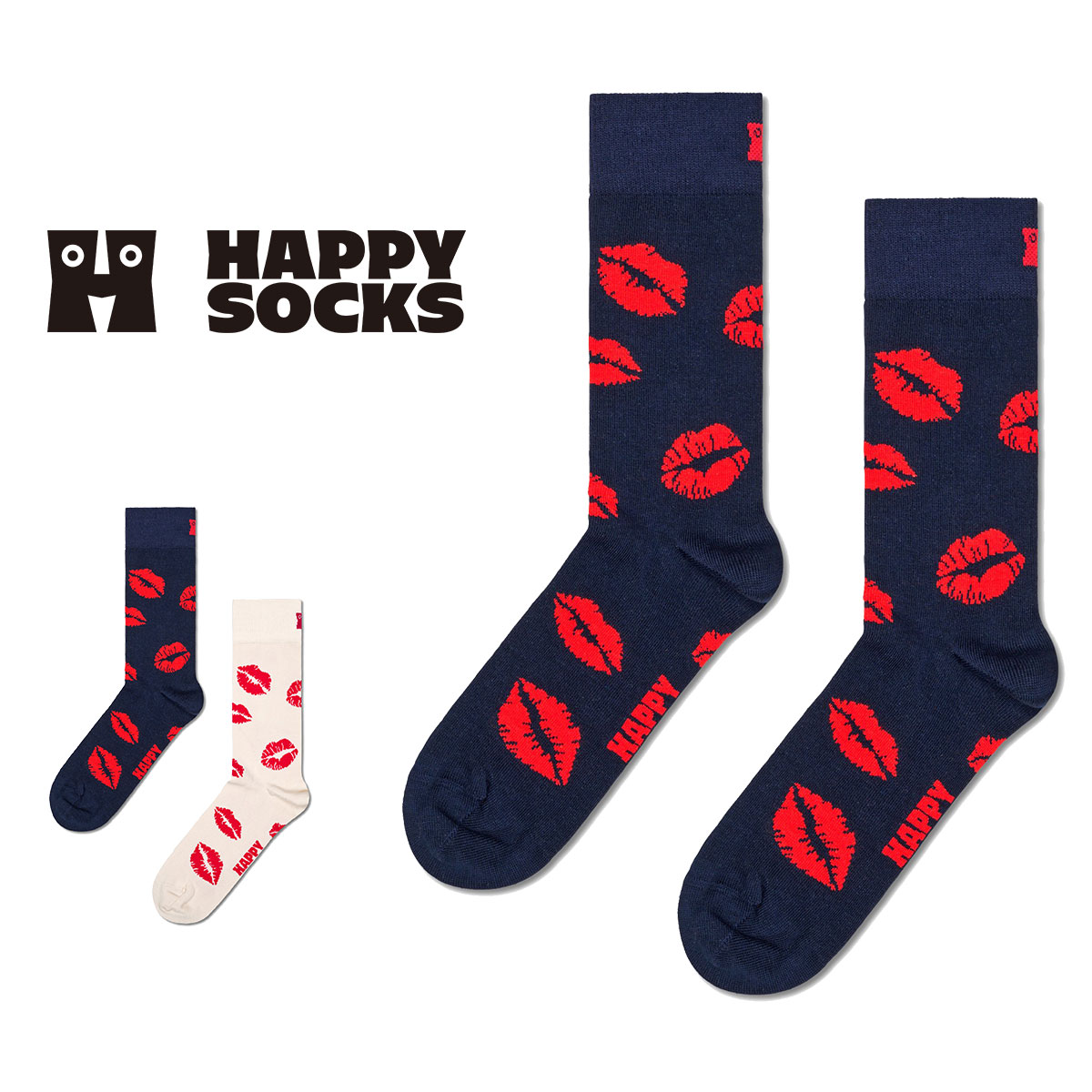 Happy Socks ハッピーソックス  Kisses(キス ) クルー丈 ソックス メンズ ＆ レディース  10240300